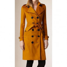 Anne Hathaway Yellow Trench Coat For Women
