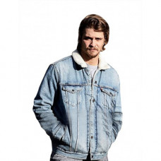 Kayce Dutton Yellowstone Luke Grimes Fur Collar Blue Denim Jacket