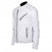 Men's Classic Brando Silver Studded White Leather Jacket