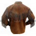 Men's Cowboy Bones and Fringes Brown Suede Leather Jacket 