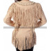 American Native Women Western Cowgirl Fringe Beads Beige Suede Jacket 