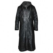 Kingdom Hearts 13 Enigma Black Leather Hoodie Coat