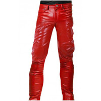 Akira Kaneda Red Capsule Motorcycle Rider Slim Fit Leather Pants