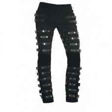 Michael Jackson BAD Concert Tour MJ Black Metal Rock Leather Pants