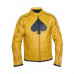 Classic Dijon Spades Mustard Yellow Biker Leather Jacket