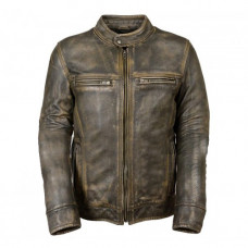 Vintage Biker Triple Stitch Cafe Racer Distressed Brown Wax Leather Jacket