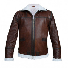 Men's Aviator RAF B3 Fur Shearling Brown Leather Jacket