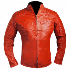 Superman Smallville Shield Blood Red Leather Jacket