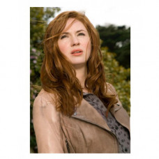 Doctor Who Amy Pond Slim Fit Motorcycle Beige Leather Jacket