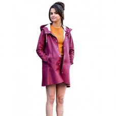 Selena Gomez A Rainy Day In New York Shannon Burgundy Parachute Raincoat