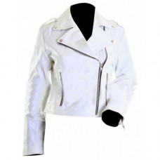 Brando White Ladies Rider Biker Leather Jacket