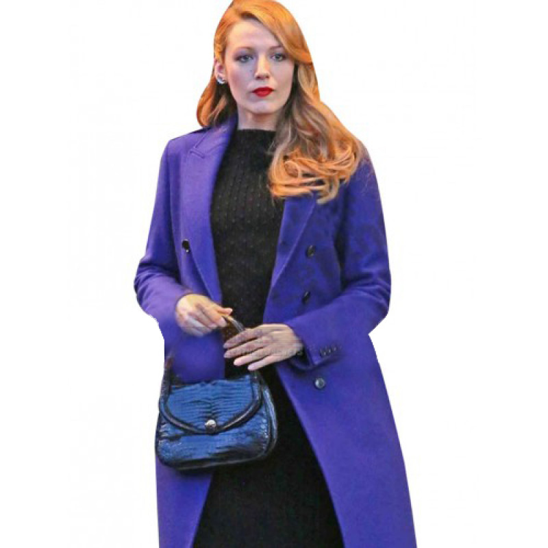 The Age of Adaline Blake Lively Blue Wool Trench Cot For Women's 