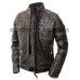 Vintage Moto Cafe Racer Retro Biker Wax Distressed Brown Leather Jacket