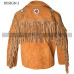 Men's Cowboy Western Fringed Camel Brown Suede Leather Jacket  