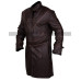 Watch Dogs Aiden Pearce Costume Coat Fur Collar Mens Brown Leather Trench Coat