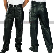 Men's Loose Fit Black Leather Pants