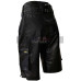 Men Multi Pockets Black Leather Shorts