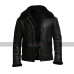 Men's Sheepskin Shearling Fur Bomber B3 Aviator Black Leather Jacket 