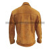 Men Trucker Style Western Cowboy Brown Suede Leather Jacket 