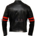 Red Stripes Fight Club Hybrid Mayhem Biker Leather Jacket