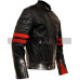 Red Stripes Fight Club Hybrid Mayhem Biker Leather Jacket