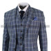 1920s Mens Vintage Checkered Style 3 Piece Light Blue Suit 