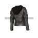 Women's Retro 2 Motorcycle Distressed Gray Leather Jacket 
