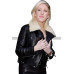 Ellie Goulding Fur Collar Motorcycle Black Leather Jacket