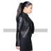Kim Kardashian Asymmetrical Zipper Black Leather Jacket For Women's 