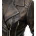 Womens Victoria Quilted Shoulders Belted Motorcycle Leather Jacket