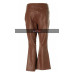 Women Bell Bottom Brown Leather Pants