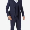 Mens Navy Blue Check Suit