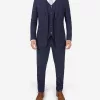 Mens Navy Blue Check Suit