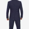 Mens Navy Blue Check Suit