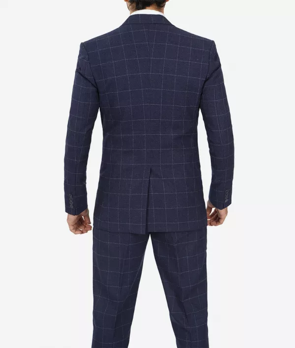 Mens Navy Blue Check Suit