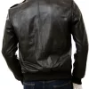 Men's Black Leather Bomber Jacket