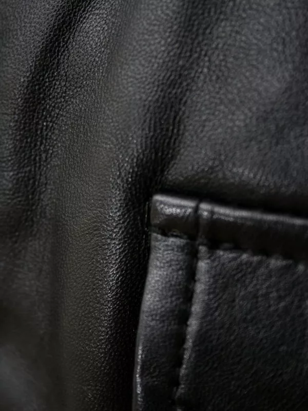 Men's Black Leather Bomber Jacket