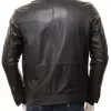 Black Leather Double Pockets Biker Jacket Men's