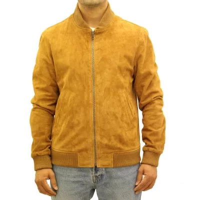 Men's Letterman Yellow Suede Jacket