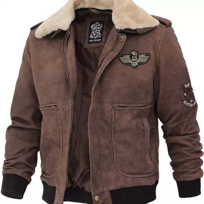 Mens Real Leather B2 Bomber Flight Suede Jacket