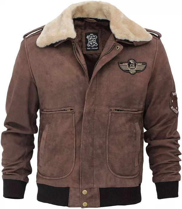 Mens Real Leather B2 Bomber Flight Suede Jacket