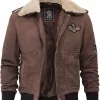 Mens Real Leather B2 Bomber Flight Suede Jacket
