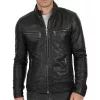 Men's Street Classy Shield Motorcycle Black Leather Jacket