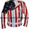 American Flag Biker Style Leather Jacket