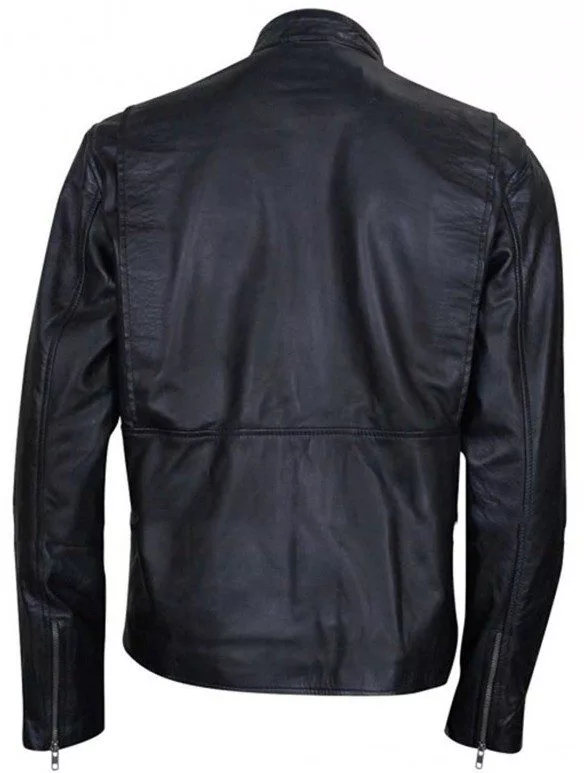 Men's Genuine Lambskin Leather Jacket – Black Slim Fit Biker Style, Casual Cafe Racer