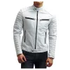 Biker Genuine Leather Men Lambskin White Jacket