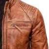 Dark Brown Quilted Motorcycle Jacket