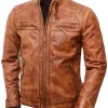 Dark Brown Quilted Motorcycle Jacket