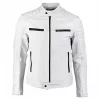Biker Genuine Leather Men Lambskin White Jacket