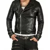 Mens Biker Slim Fit Asymmetrical Jacket